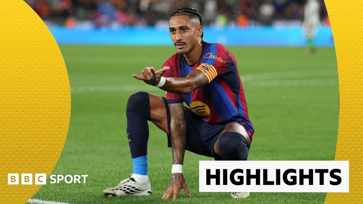 Raphinha hat-trick as Barcelona hit seven past Racing Santander