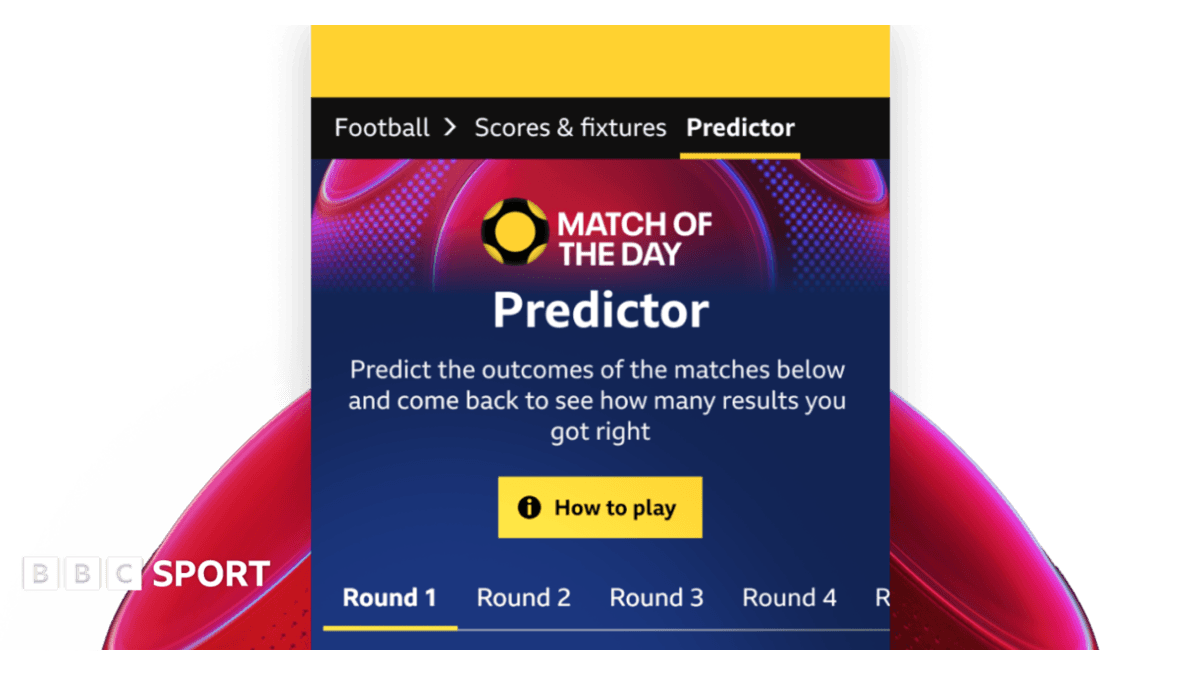 Play BBC Sport's new Match of the Day Predictor game