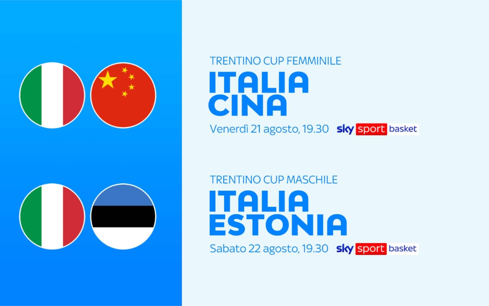 Trentino Cup: scendono in campo le due Italbasket, tutto in diretta su Sky Sport