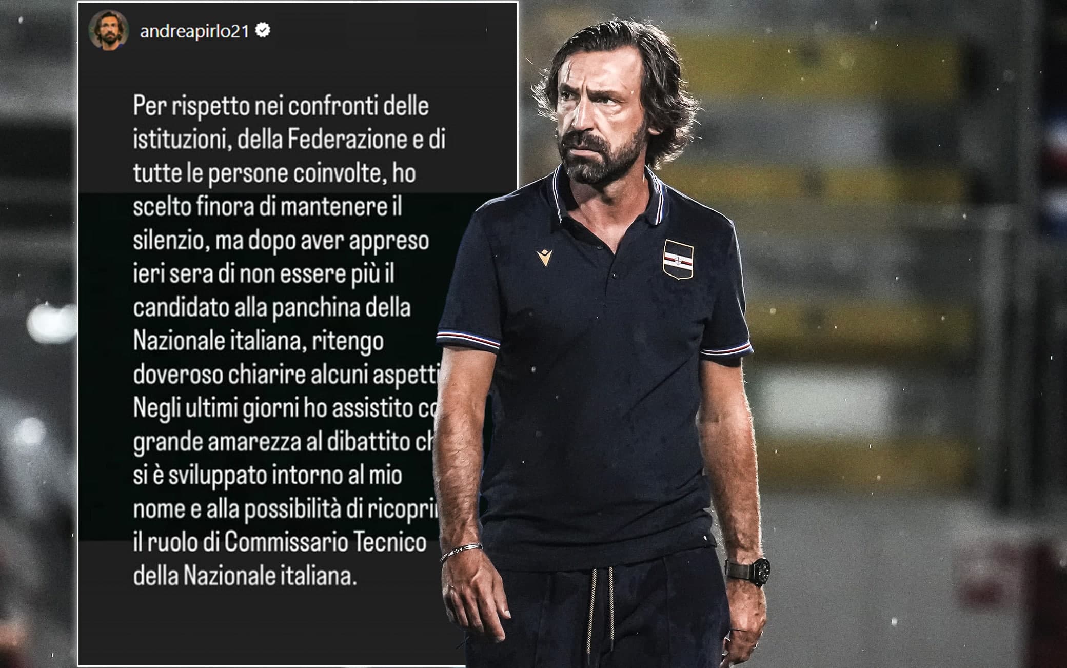 Pirlo non sarà l'allenatore della Nazionale dopo il caso Russia