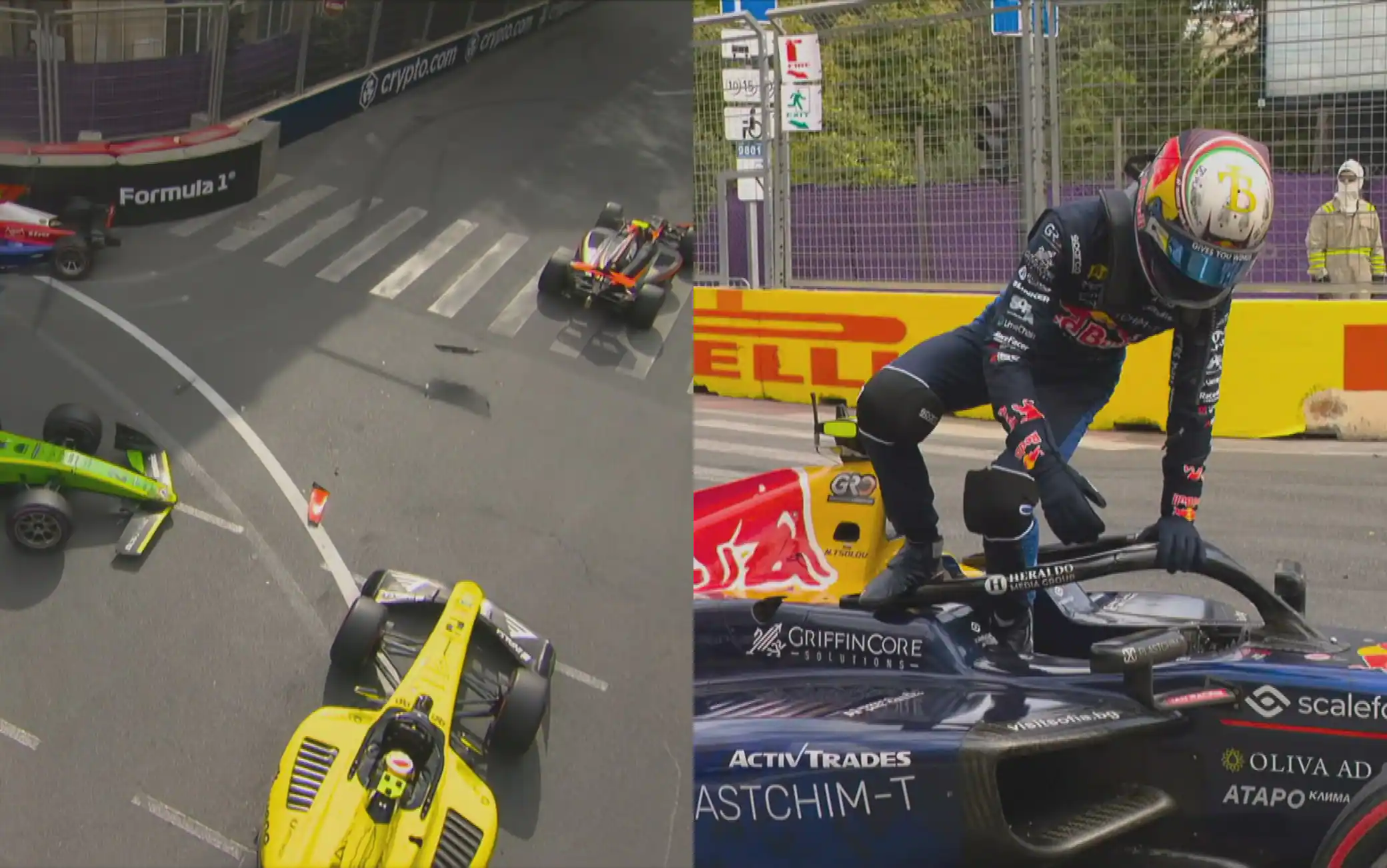 F2, maxi incidente alla Feature Race del GP Baku: coinvolti Tsolov e altri 5 piloti
