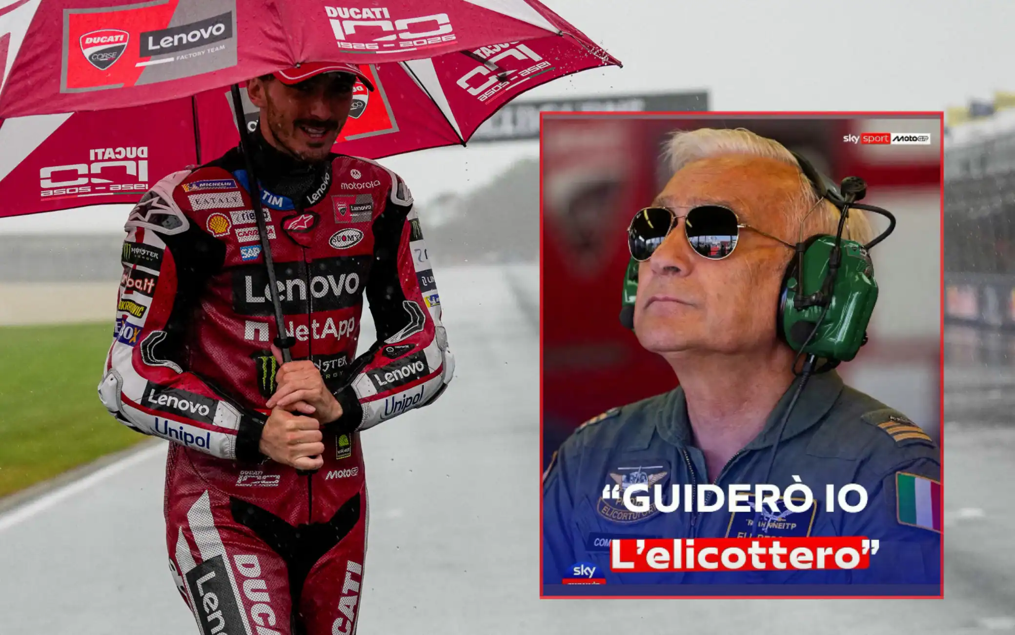 MotoGP senza elicottero? Bagnaia ha la soluzione: Tardozzi in versione Top Gun. VIDEO