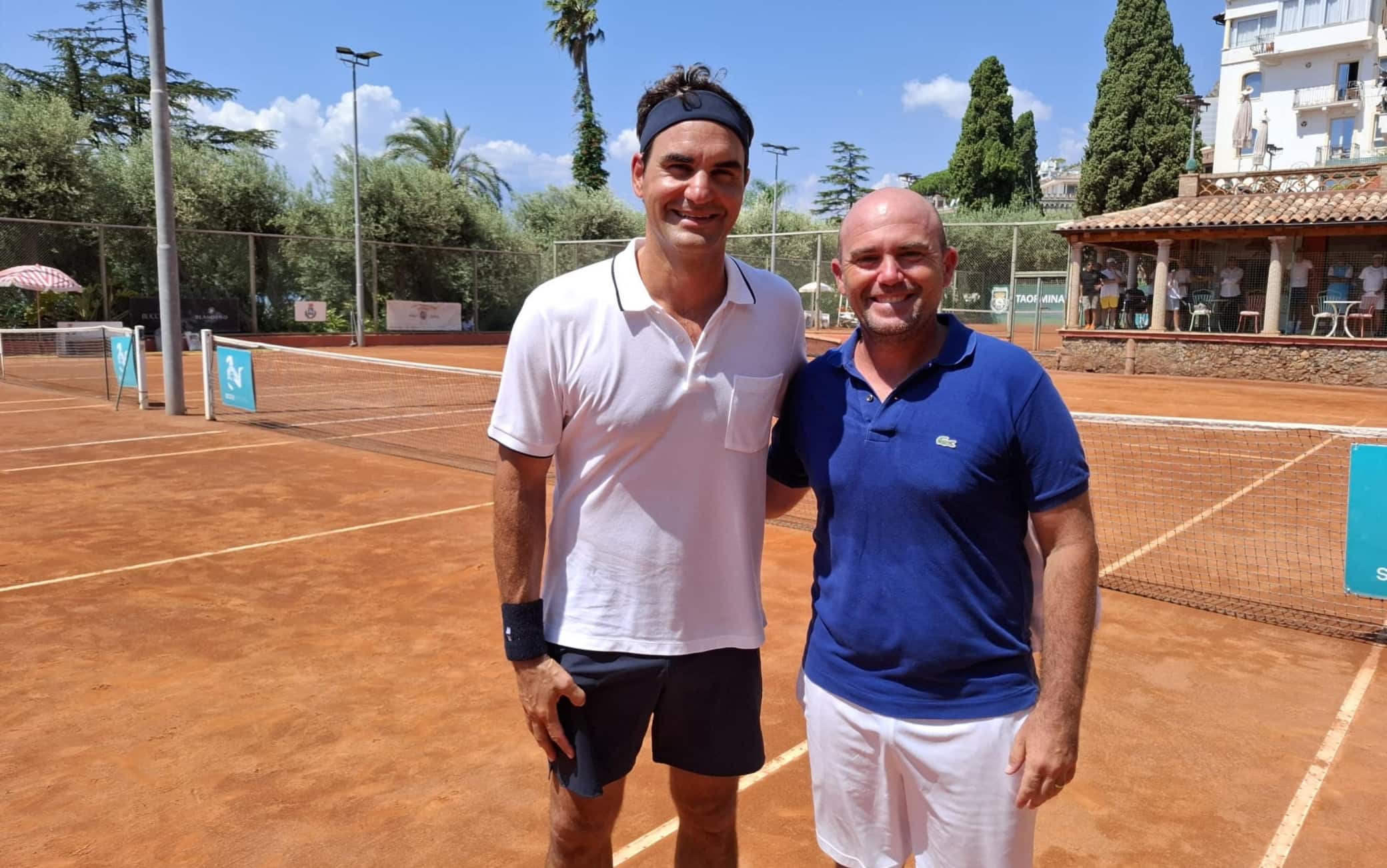 Roger Federer, allenamento al Taormina Sporting Club