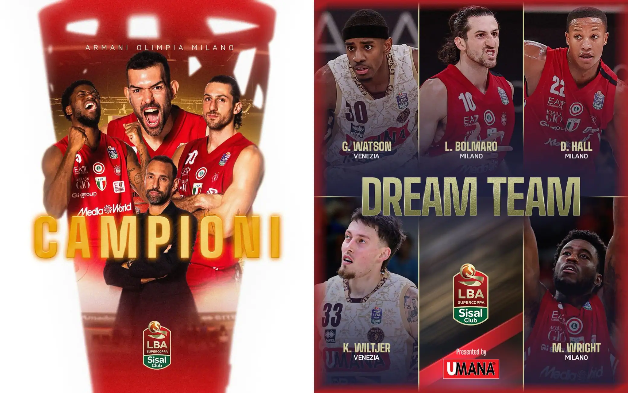 Supercoppa LBA, il Dream Team della manifestazione premia Milano e Venezia