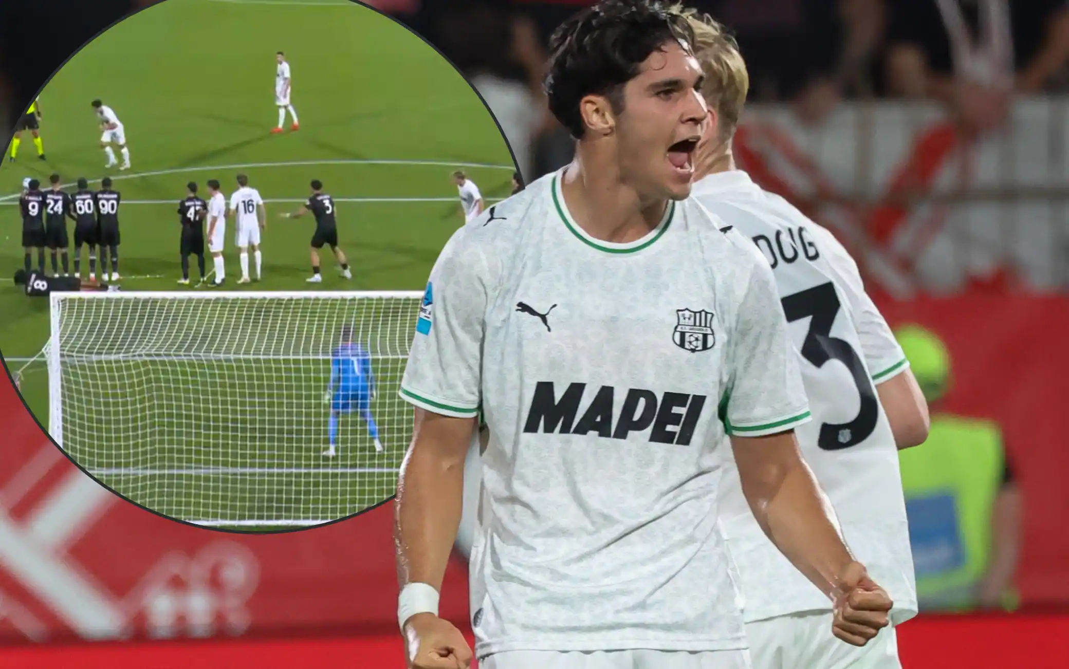 Adzic, il gol in Monza-Sassuolo è un capolavoro: il video della rete su punizione