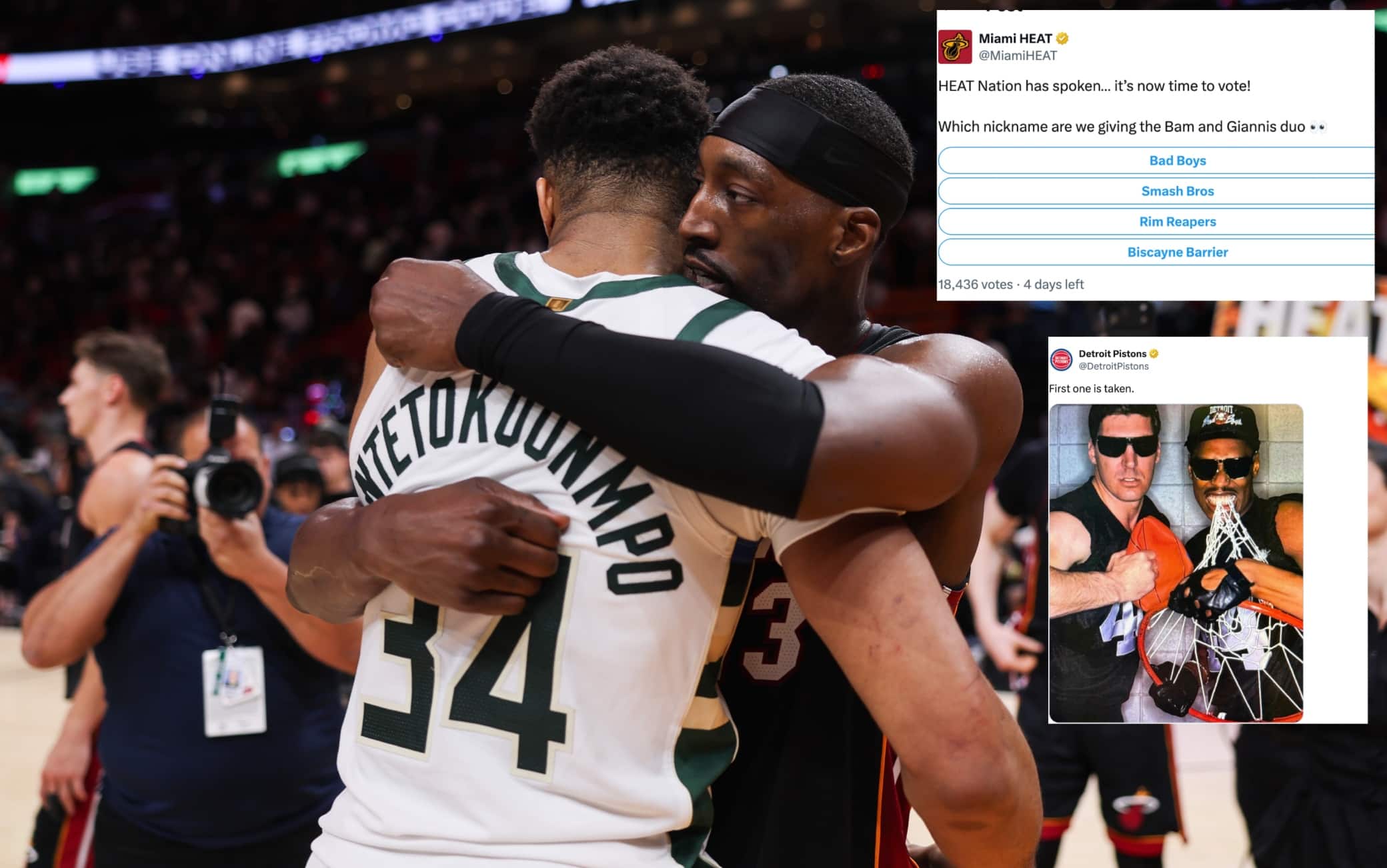 NBA, Bam e Giannis sono i nuovi Bad Boys? Miami lancia l'idea, Detroit risponde piccata