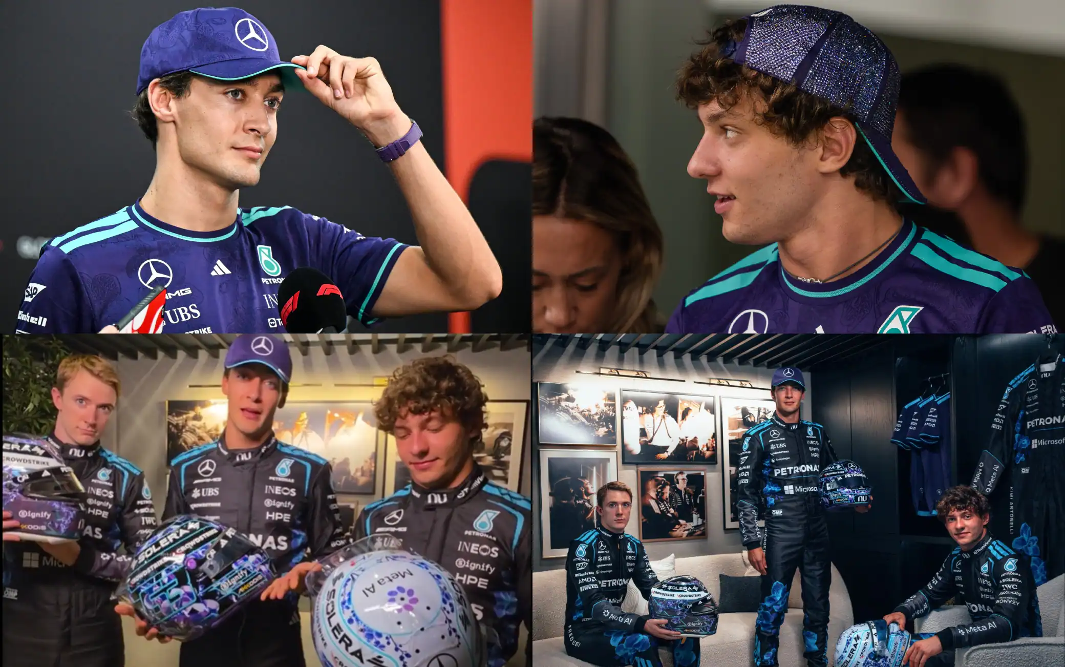 Mercedes si veste di viola: look floreale (e anche luccicante) al GP Singapore