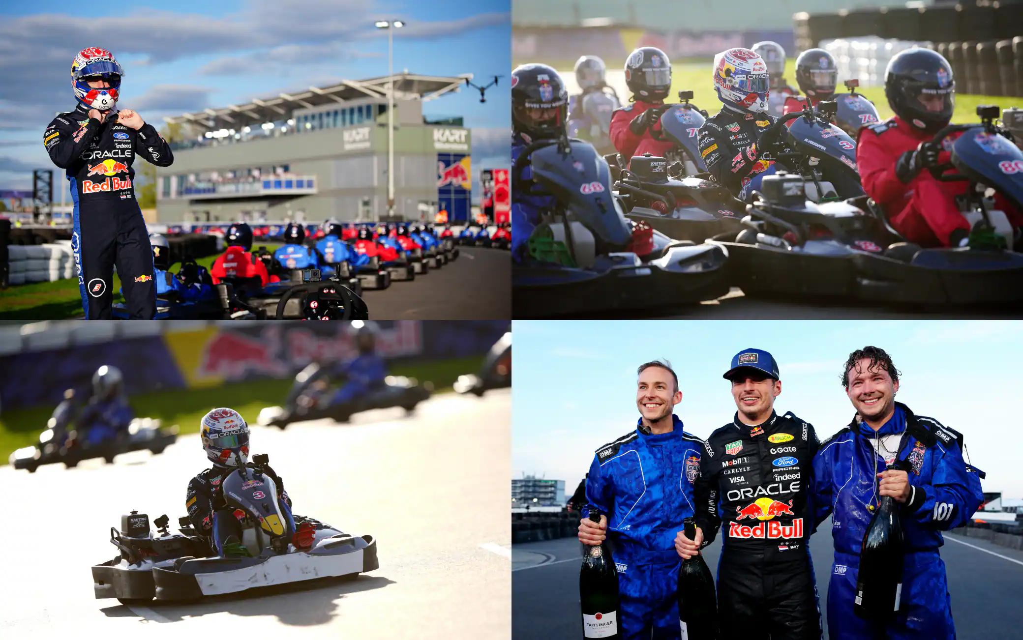 Max Verstappen vs 100 sui kart, le FOTO dell'incredibile gara: vince partendo ultimo