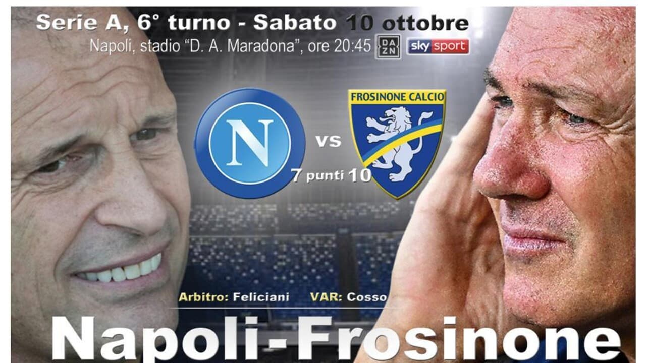 Serie A: Napoli-Frosinone in campo sabato alle 20.45 DIRETTA