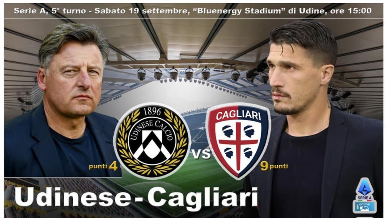Serie A: Udinese-Cagliari in campo sabato alle 15 DIRETTA